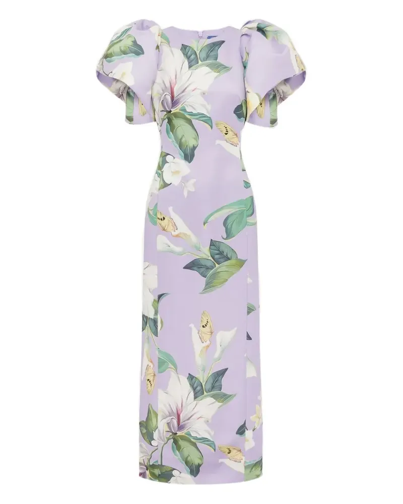 LEO LIN Lucinda puff-sleeve floral maxi dress - Violett Violett