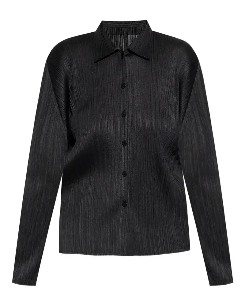 Issey Miyake Basics Hemd mit Falten - Schwarz Schwarz