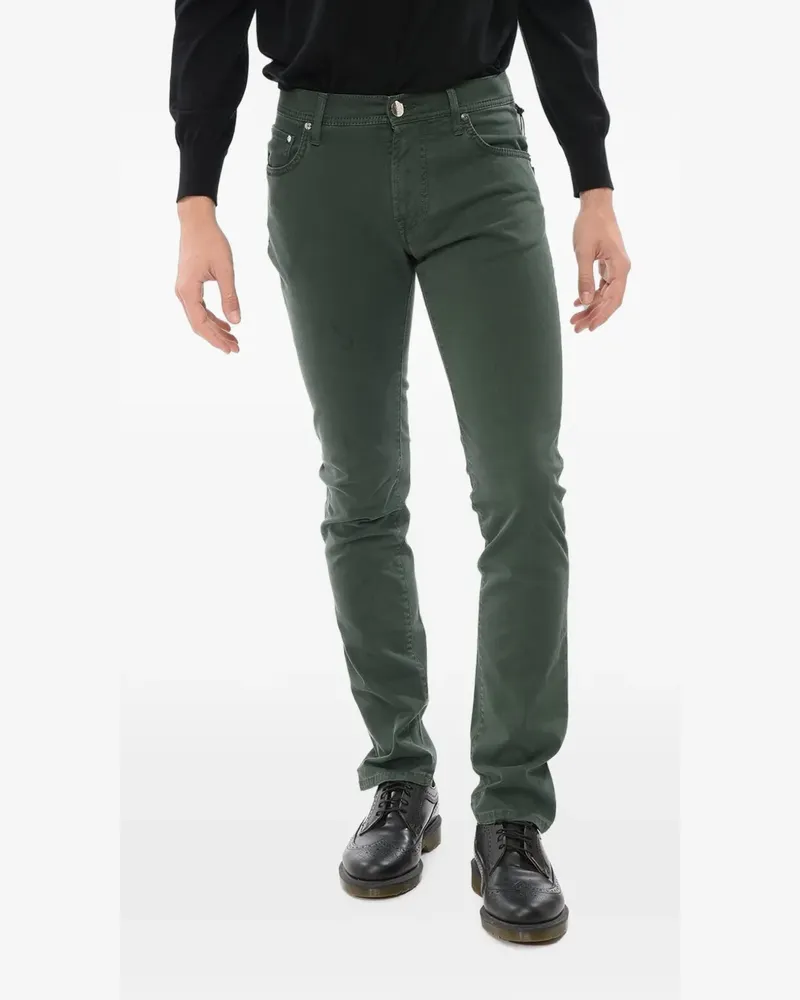 Corneliani embroidered five-pocket jeans - Grün Grün