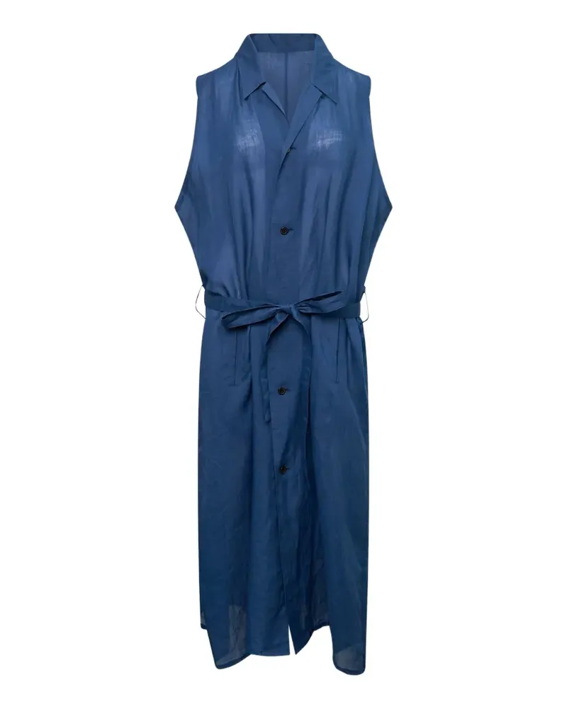 Yohji Yamamoto belted sleeveless shirt dress - Blau Blau