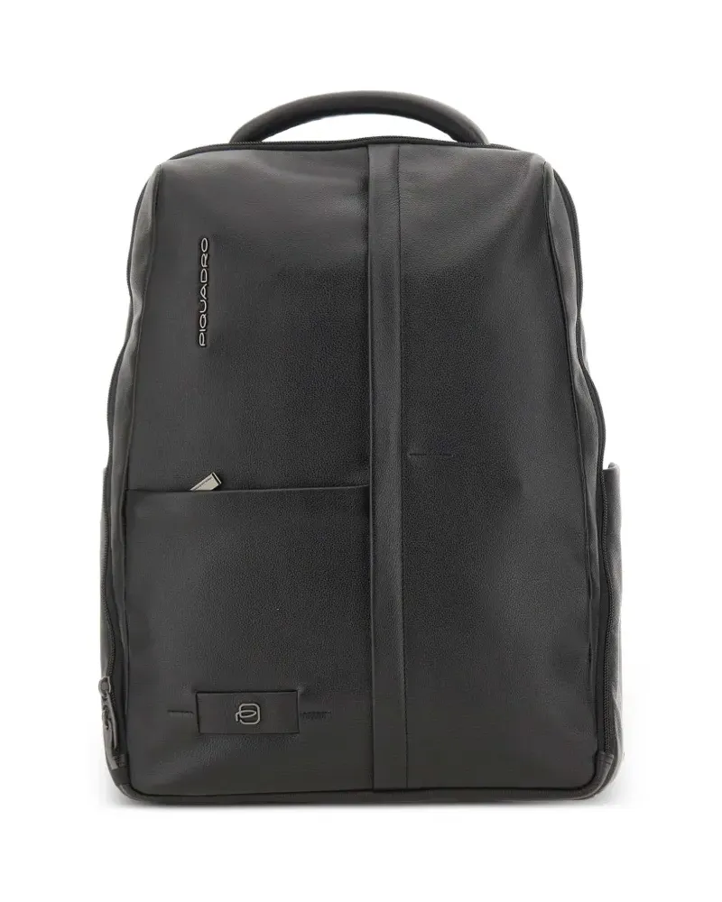 Piquadro Rucksack aus gekörntem Leder - Schwarz Schwarz