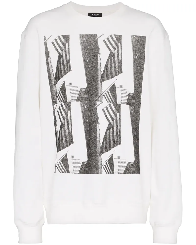 Calvin Klein Langarmshirt mit Andy-Warhol-Flaggen-Print - Weiß Weiß