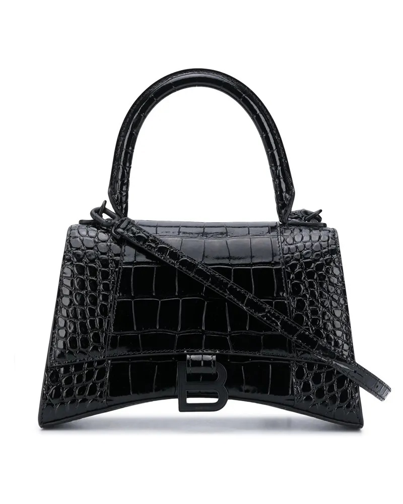 Balenciaga Kleine Hourglass Handtasche - Schwarz Schwarz