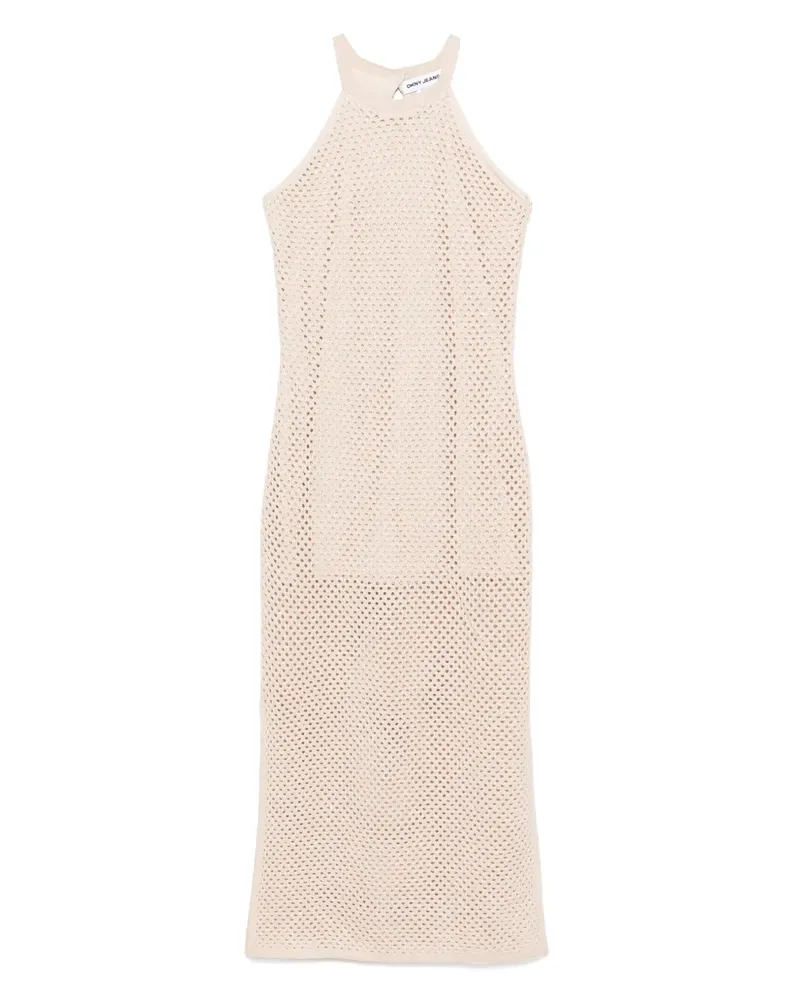 DKNY Maxikleid in Lochstrick - Nude Nude