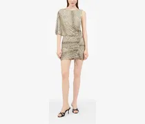 animal-print gathered mini dress - Nude