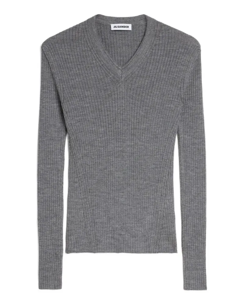 Jil Sander ribbed-knit V-neck sweater - Grau Grau