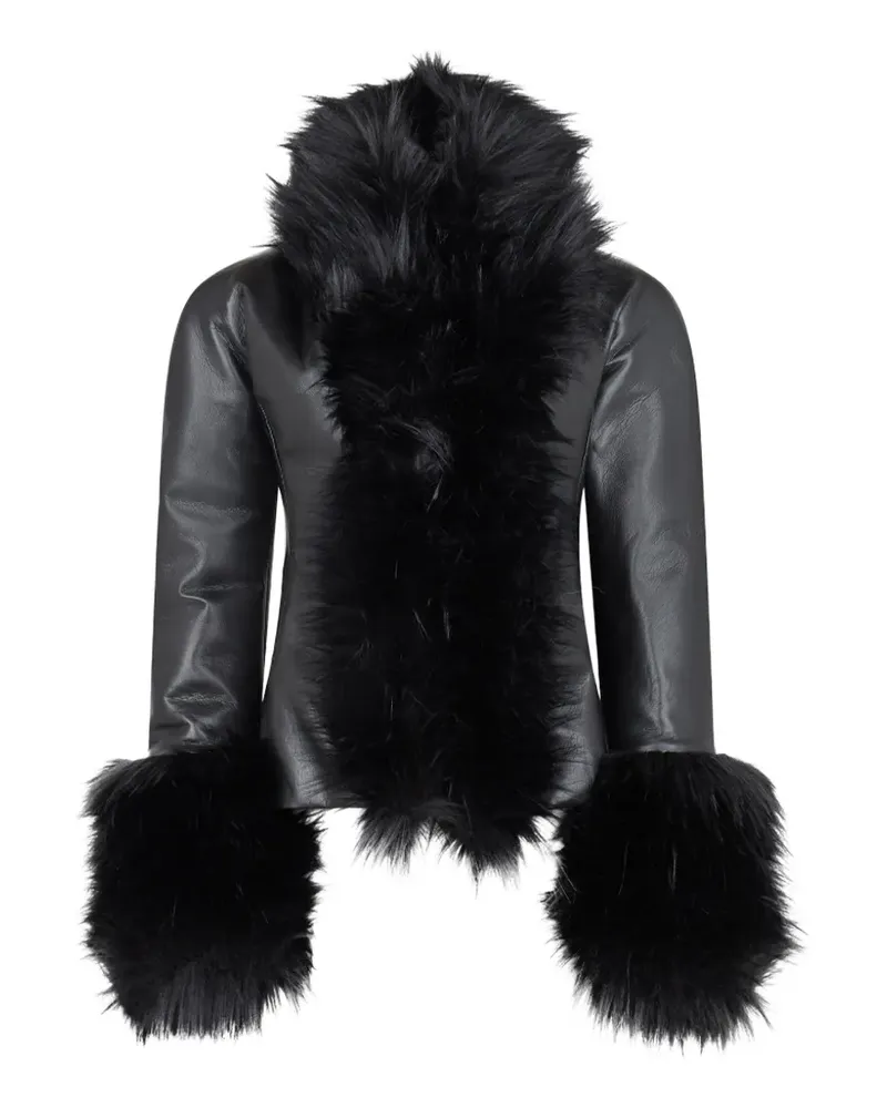 ANDAMANE Kasia Jacke mit Besatz aus Faux Fur - Schwarz Schwarz