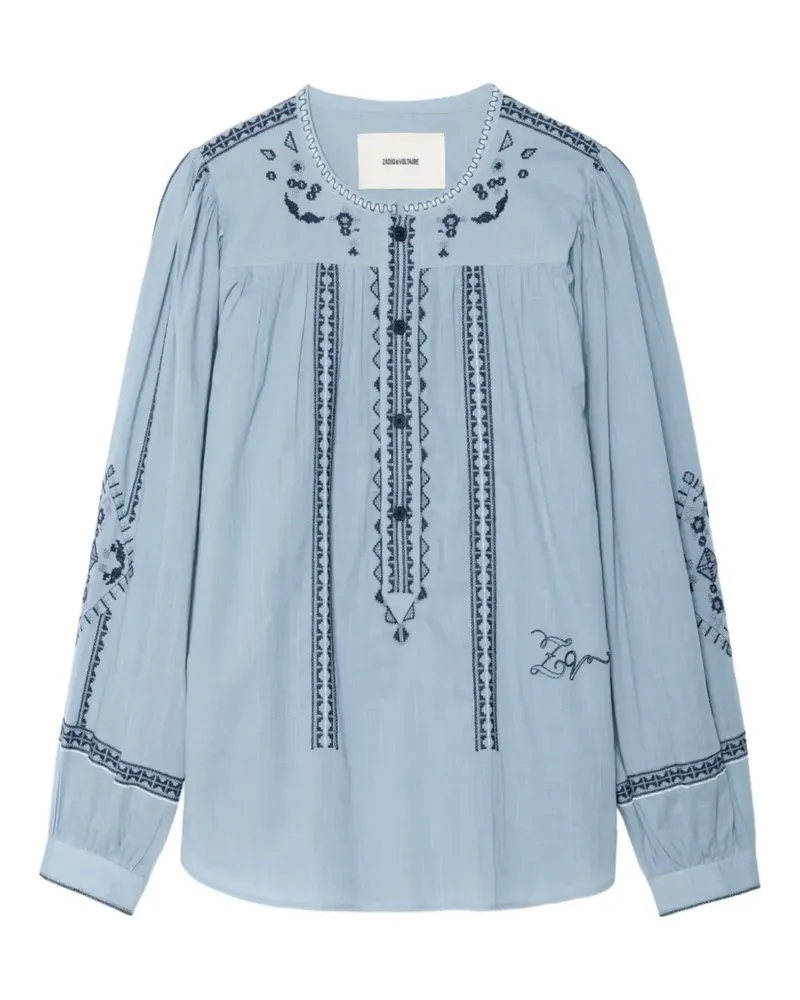 Zadig & Voltaire Tigy embroidered cotton tunic - Blau Blau