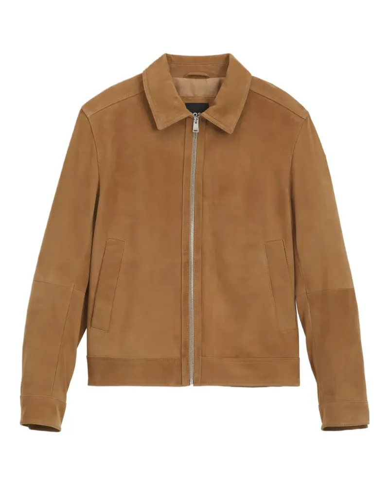HUGO BOSS Wildlederjacke mit Reißverschluss - Nude Nude