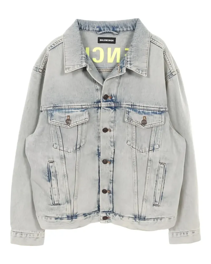 Balenciaga Jeansjacke mit Logo-Stickerei - Blau Blau