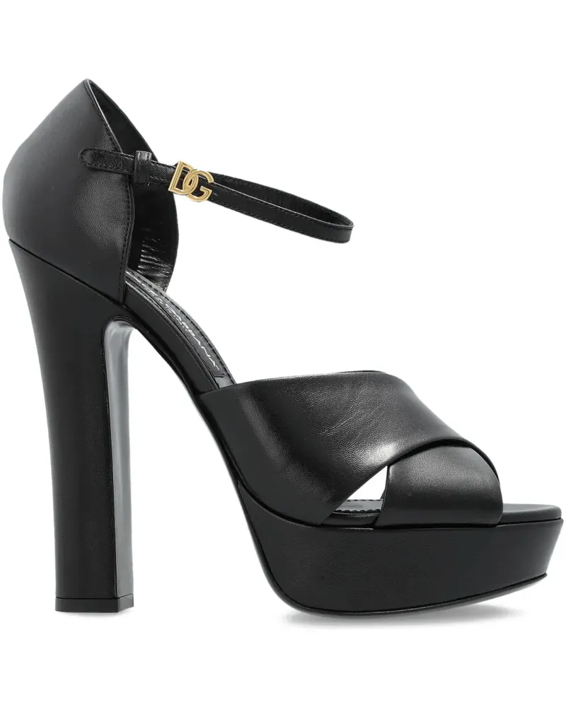Dolce & Gabbana Plateau-Sandalen mit überkreuzten Riemen - Schwarz Schwarz