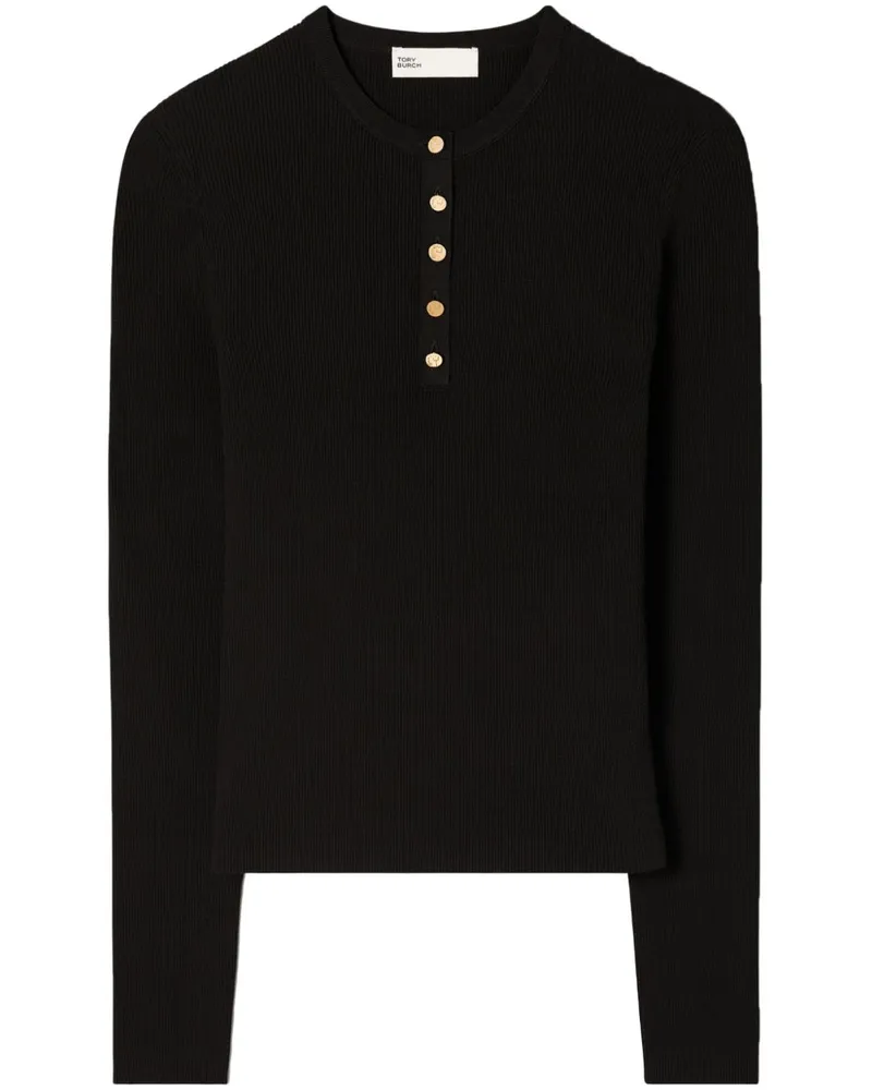 Tory Burch Fein gerippter Pullover - Schwarz Schwarz