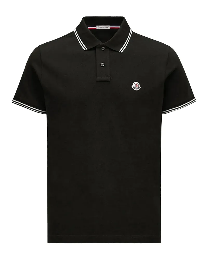 Moncler logo-patch polo shirt - Schwarz Schwarz