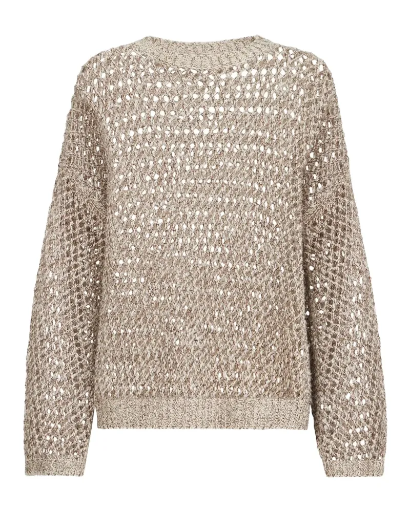 Brunello Cucinelli dazzling chiné net sweater in silk and linen - Nude Nude