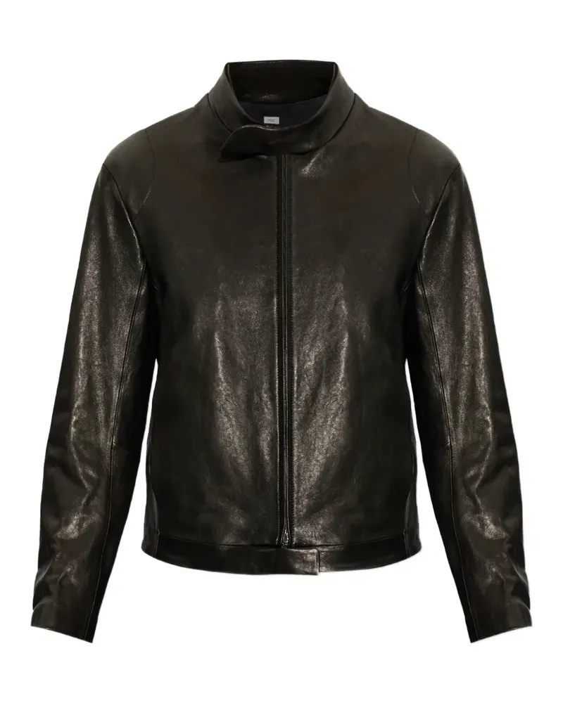 Post Archive Faction Rider stand-collar leather jacket - Schwarz Schwarz