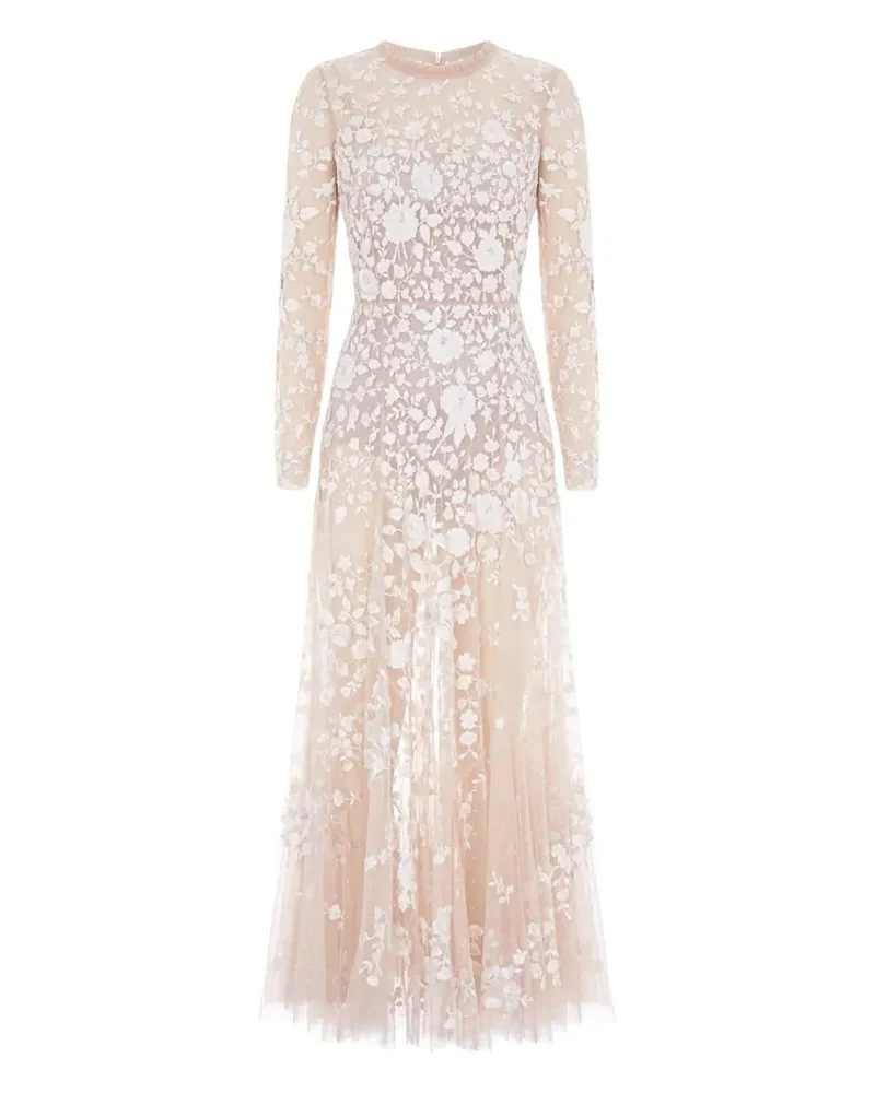 Needle & Thread embroidered-flowers maxi dress - Nude Nude