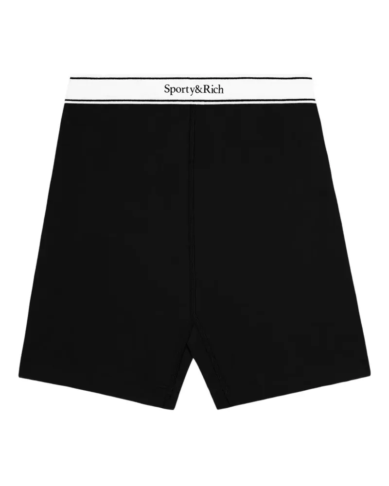 SPORTY & RICH Serif Bikershorts mit Logo - Schwarz Schwarz
