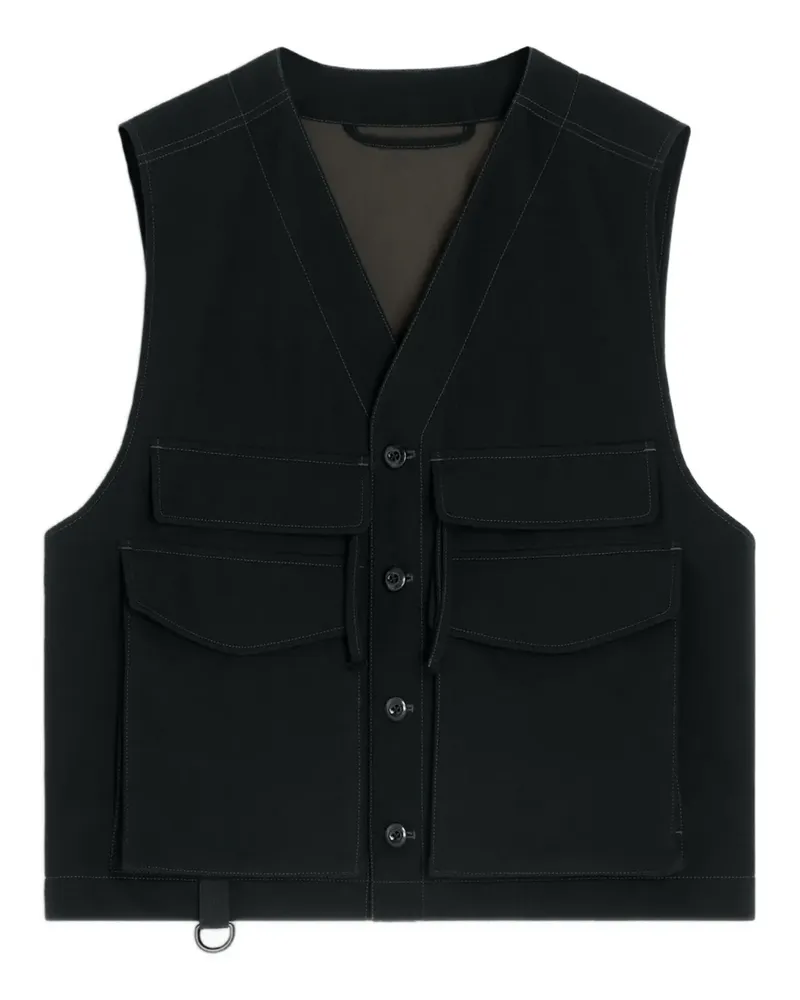 Christophe Lemaire Utility-Weste mit Knopfverschluss - Schwarz Schwarz