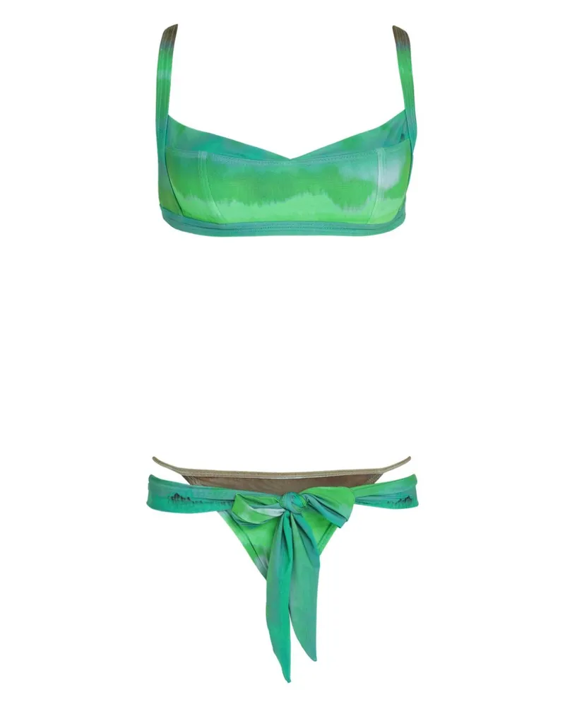 Amir Slama Bikini mit Batikmuster - Grün Grün