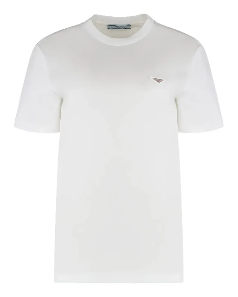 Prada triangle-logo plaque T-shirt - Weiß Weiß