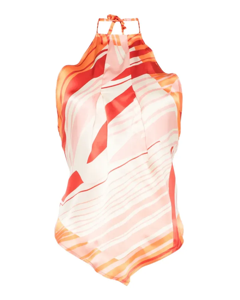 Raquel Diniz Lea abstract-print silk blouse - Nude Nude