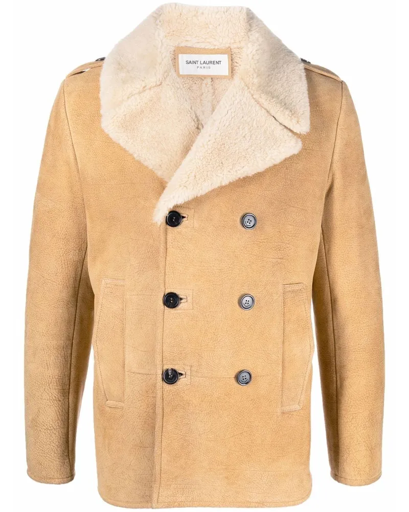 Saint Laurent Cabanjacke aus Shearling - Nude Nude