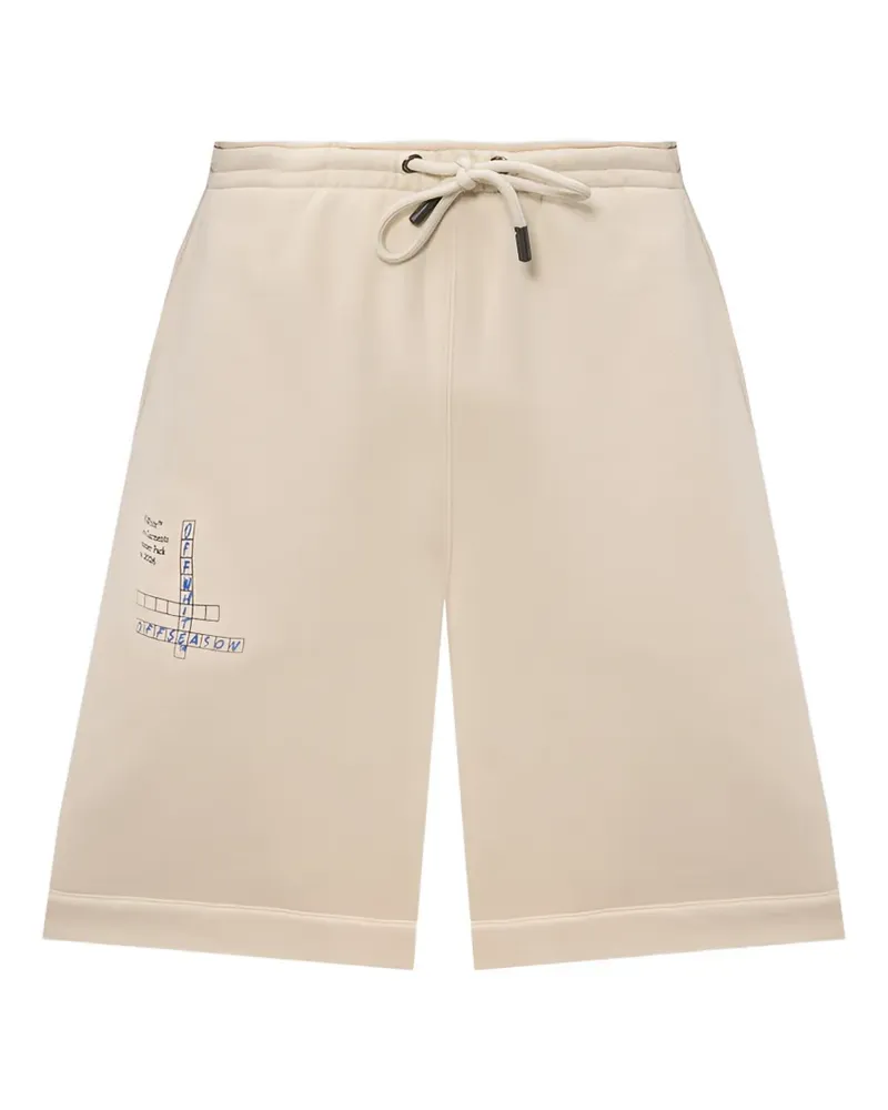 OFF-WHITE logo-print drawstring shorts - Nude Nude