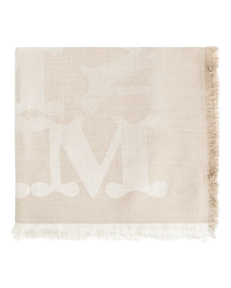 Max Mara Edro monogram-jacquard fringed scarf - Nude Nude