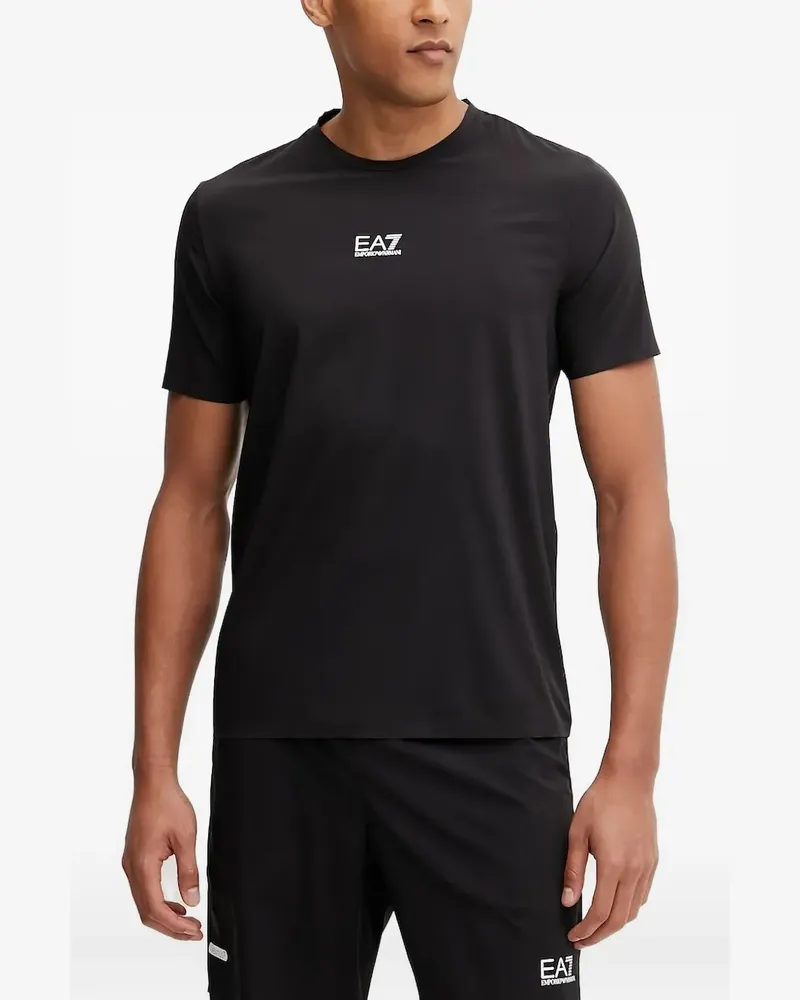 EA7 EA7 T-Shirt mit Logo-Schild - Schwarz Schwarz