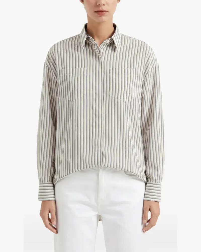 Brunello Cucinelli striped silk shirt - Nude Nude