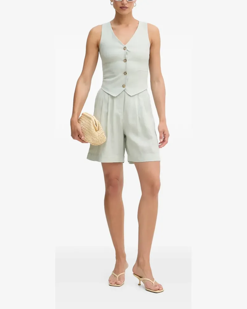 Benetton pleated high-waisted tailored shorts - Grün Grün