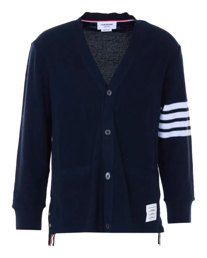 Thom Browne V-neck logo patch cardigan - Blau Blau