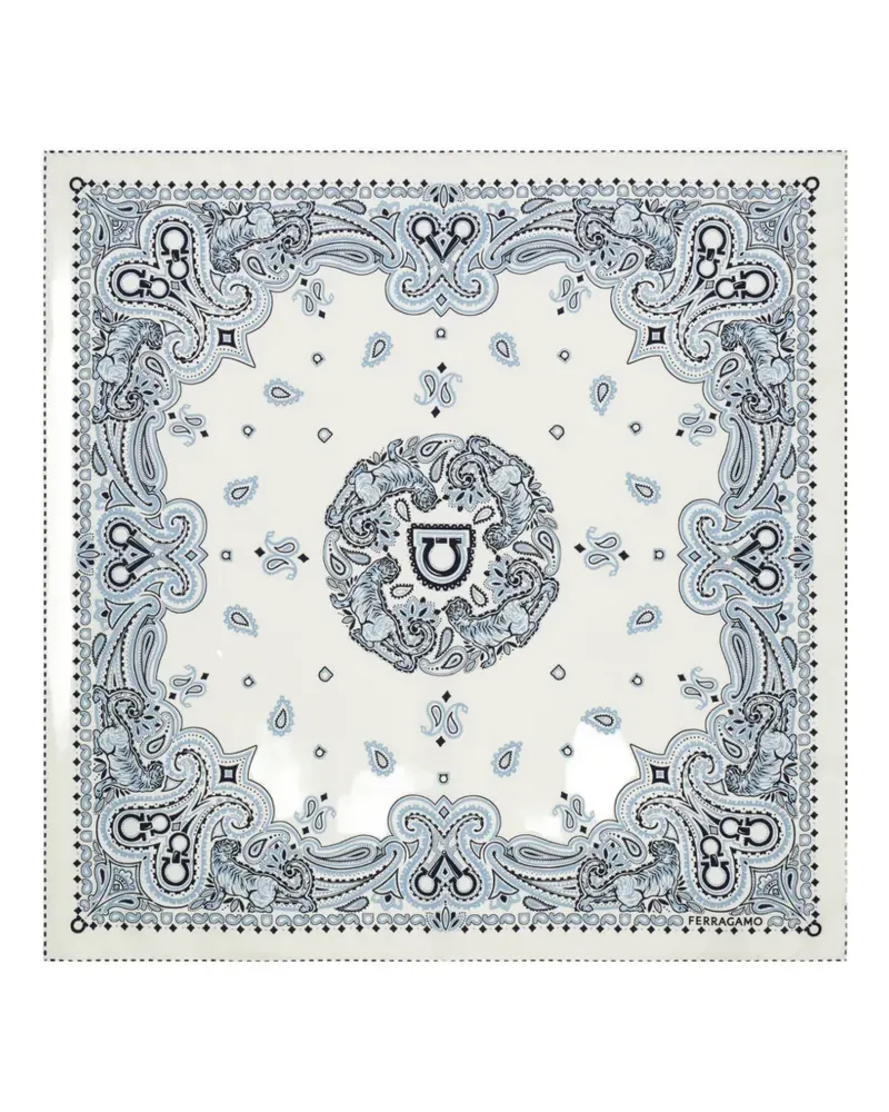 Ferragamo Seidenschal mit Arabesque-Print - Weiß Weiß