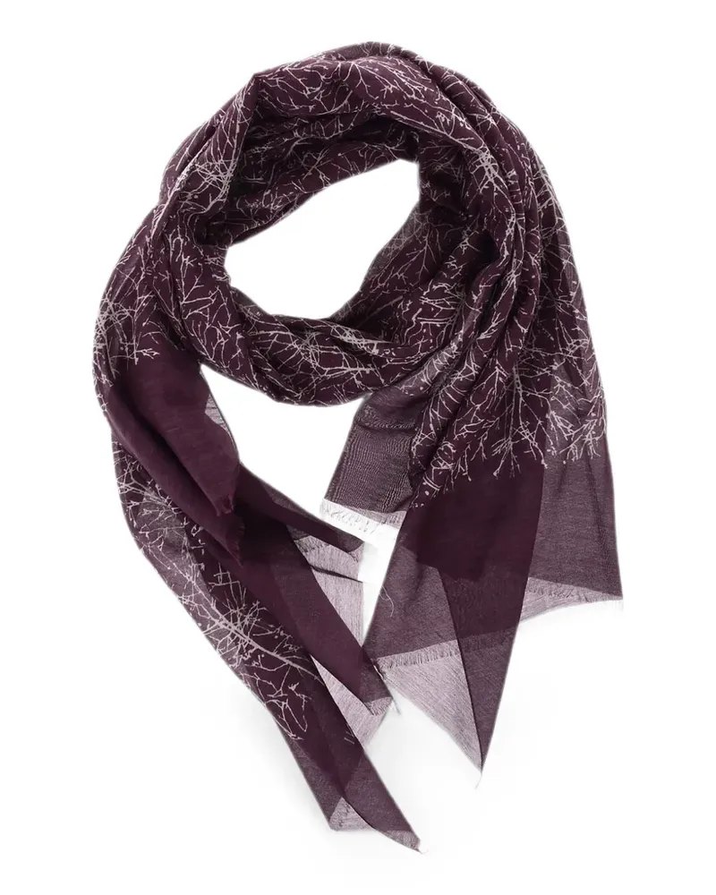 Corneliani logo-print tree-pattern scarf - Violett Violett