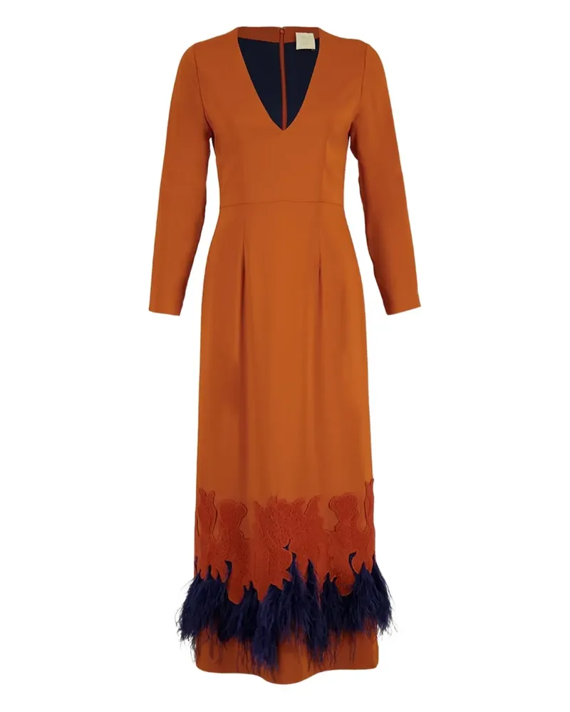PAULA Maxikleid mit Federband - Orange Orange