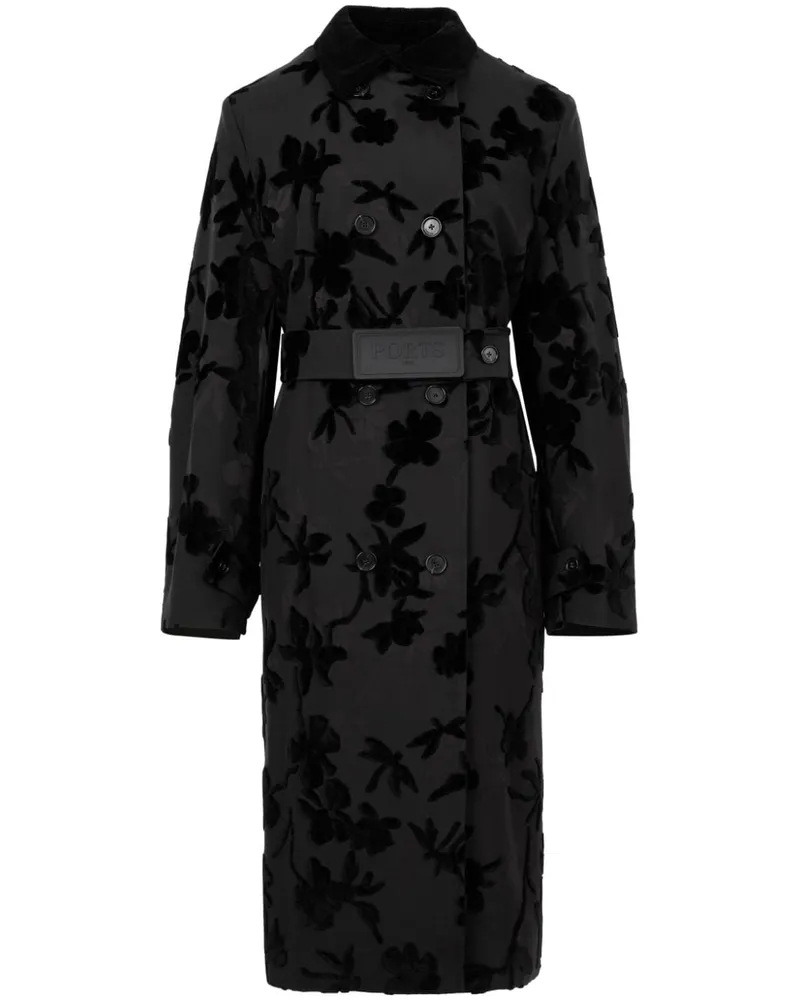 Ports 1961 Trenchcoat mit Print - Schwarz Schwarz