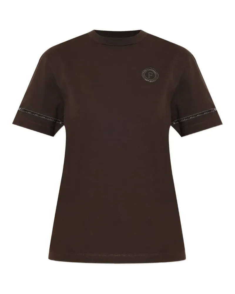 Ferragamo T-Shirt mit Logo-Patch - Braun Braun