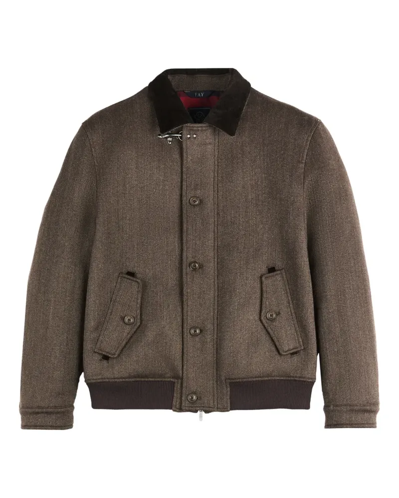 Fay Karierte Bomberjacke mit Cordkragen - Braun Braun