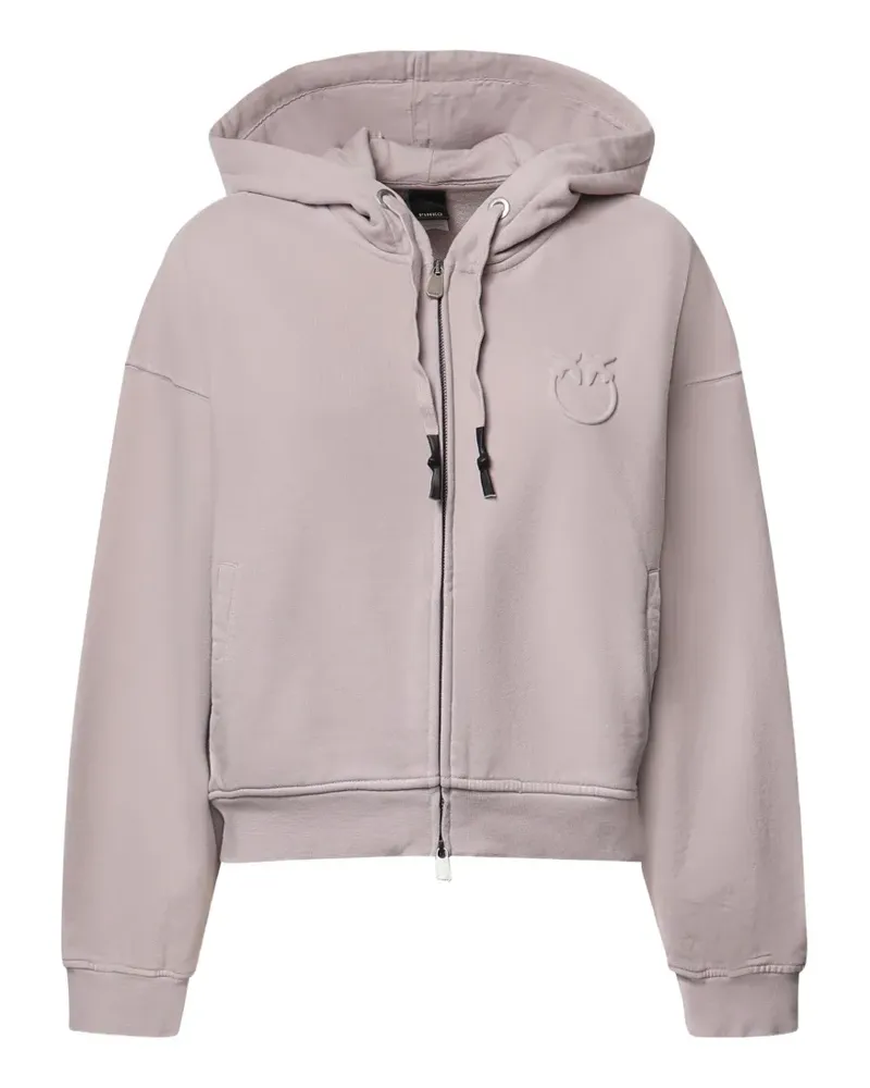 Pinko logo-embossed zip-up hoodie - Rosa Rosa