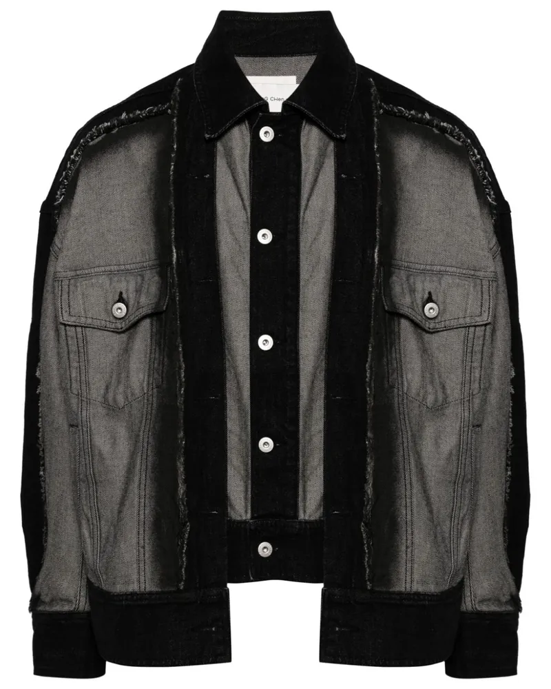 Feng Chen Wang Jeansjacke im Deconstructed-Look Schwarz