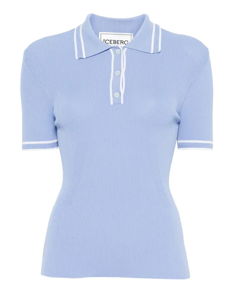 Iceberg Poloshirt mit geripptem Saum - Blau Blau