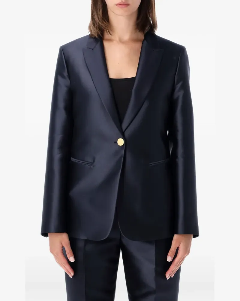 Alberta Ferretti satin-finish single-breasted blazer - Blau Blau
