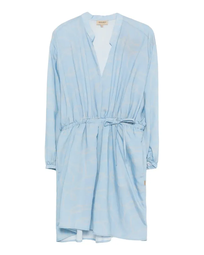 Woolrich tie-waist V-neck mini dress - Blau Blau
