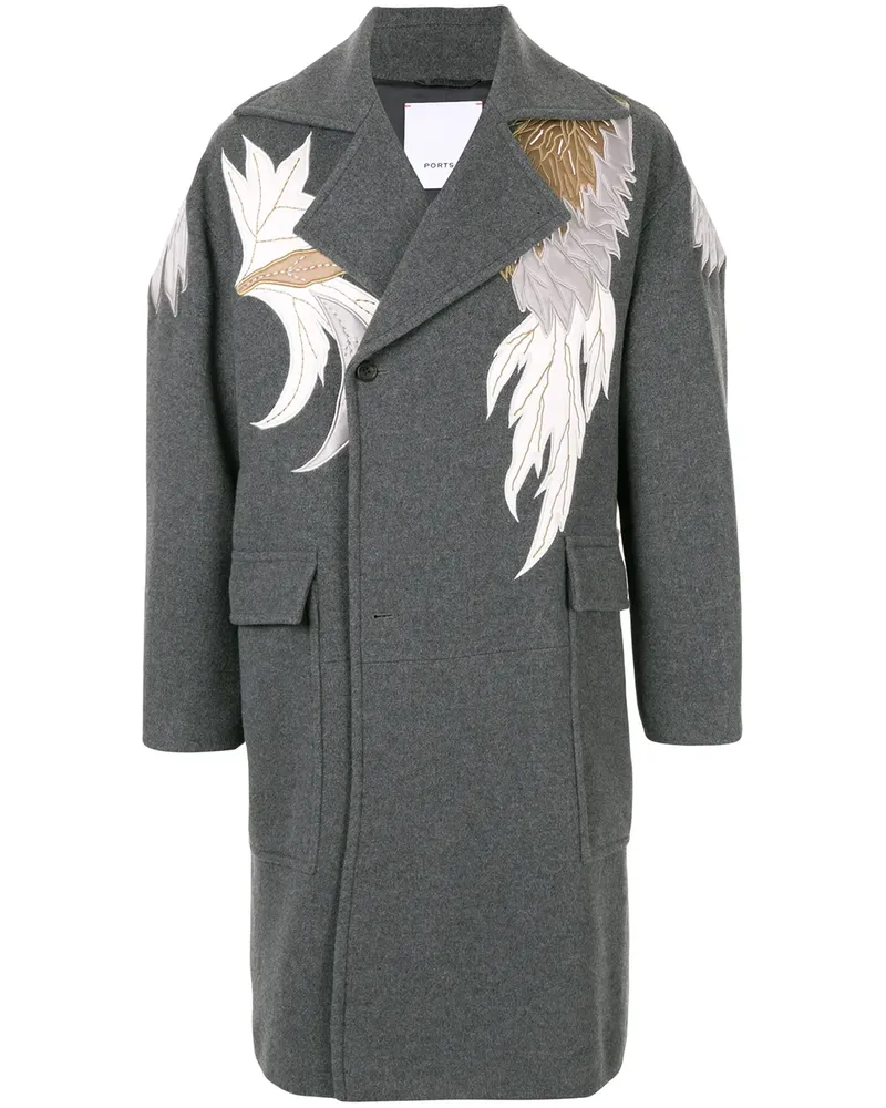 Ports V Oversized-Mantel mit Applikation - Grau Grau
