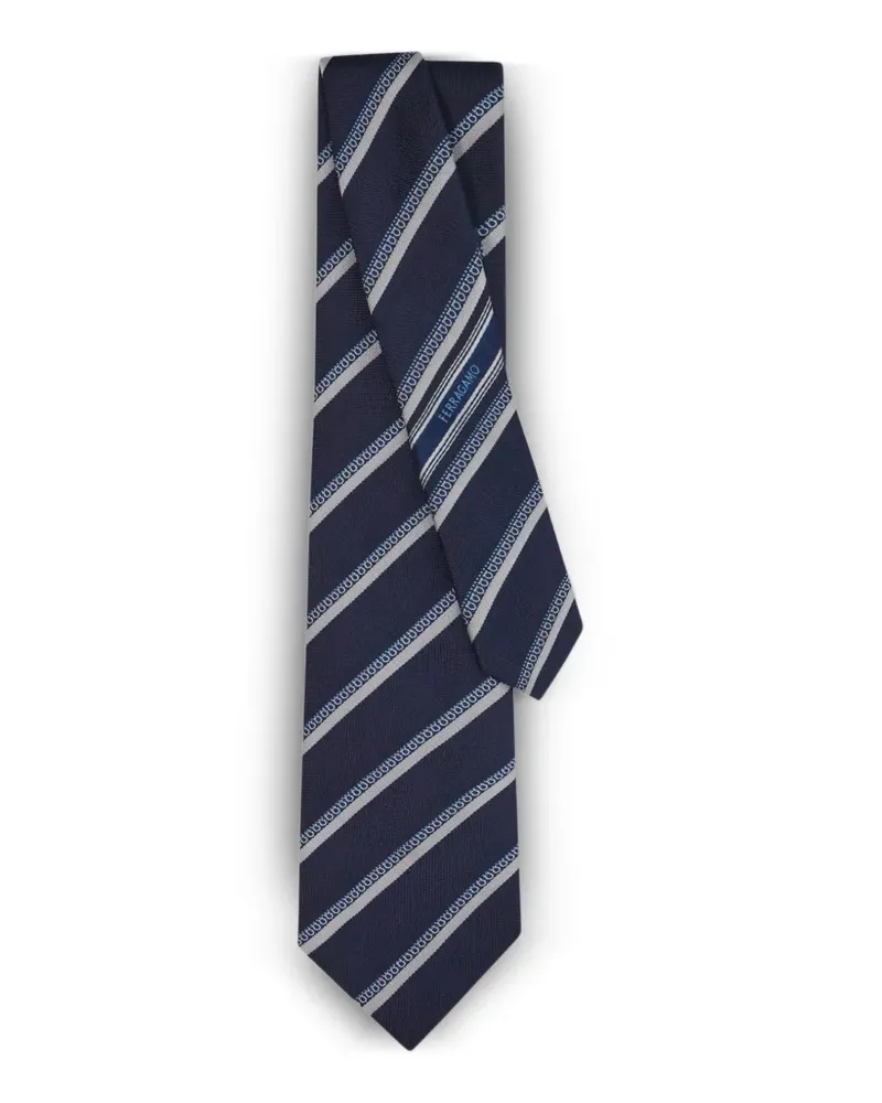 Ferragamo regimental-jacquard silk tie - Blau Blau