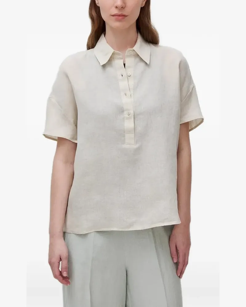 Benetton short-sleeve linen polo shirt - Nude Nude
