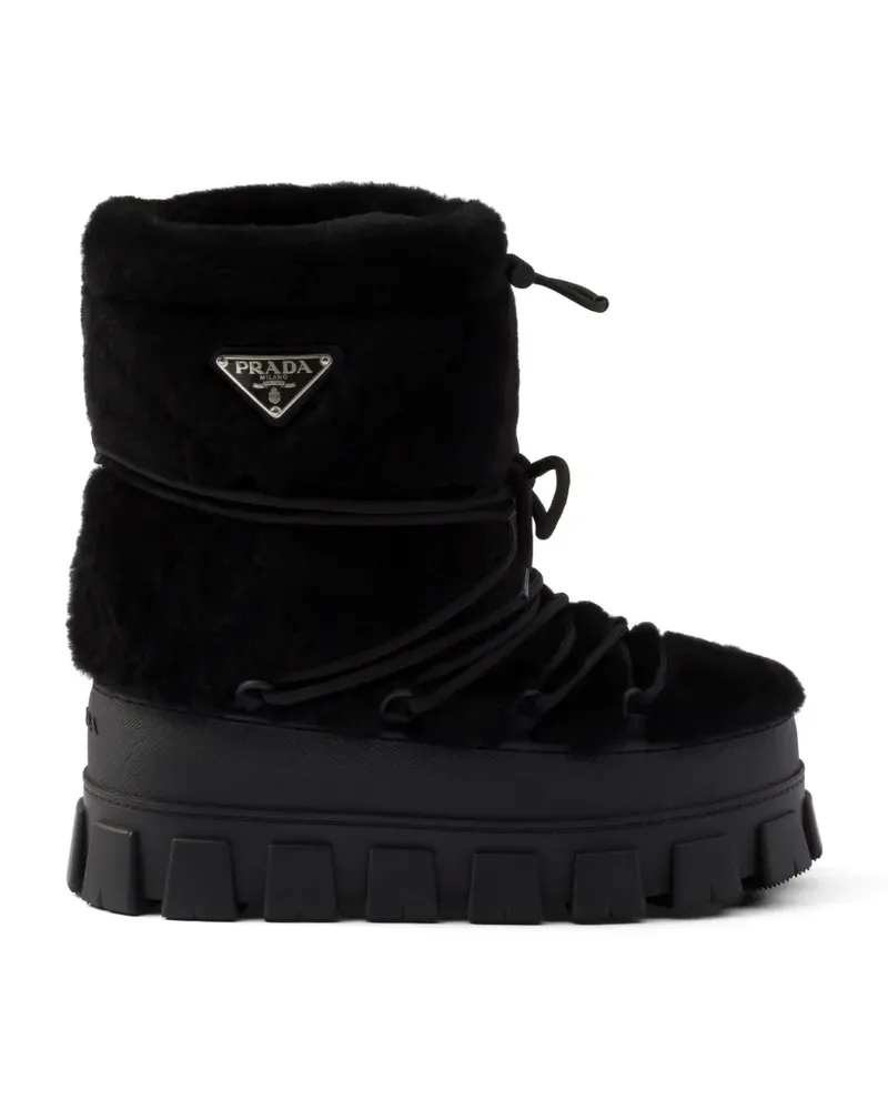 Prada Schneestiefel mit Shearling - Schwarz Schwarz