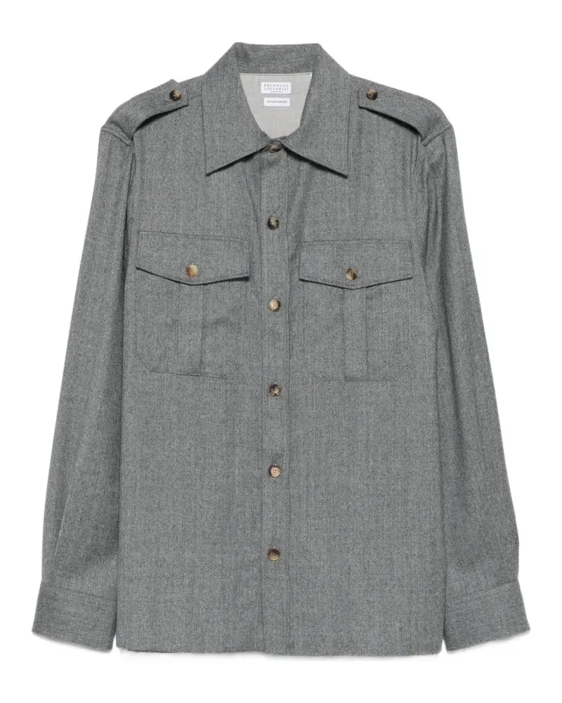 Brunello Cucinelli Hemd mit Schulterklappen - Grau Grau