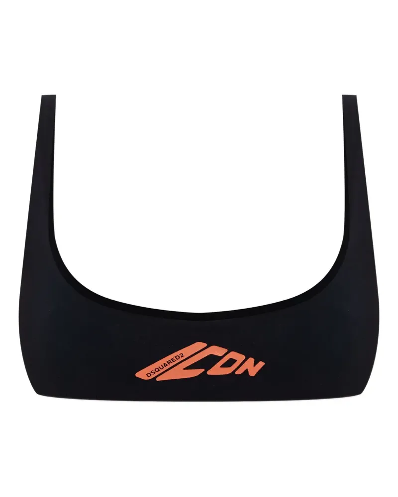 Dsquared2 Bikinioberteil mit Logo-Print - Schwarz Schwarz