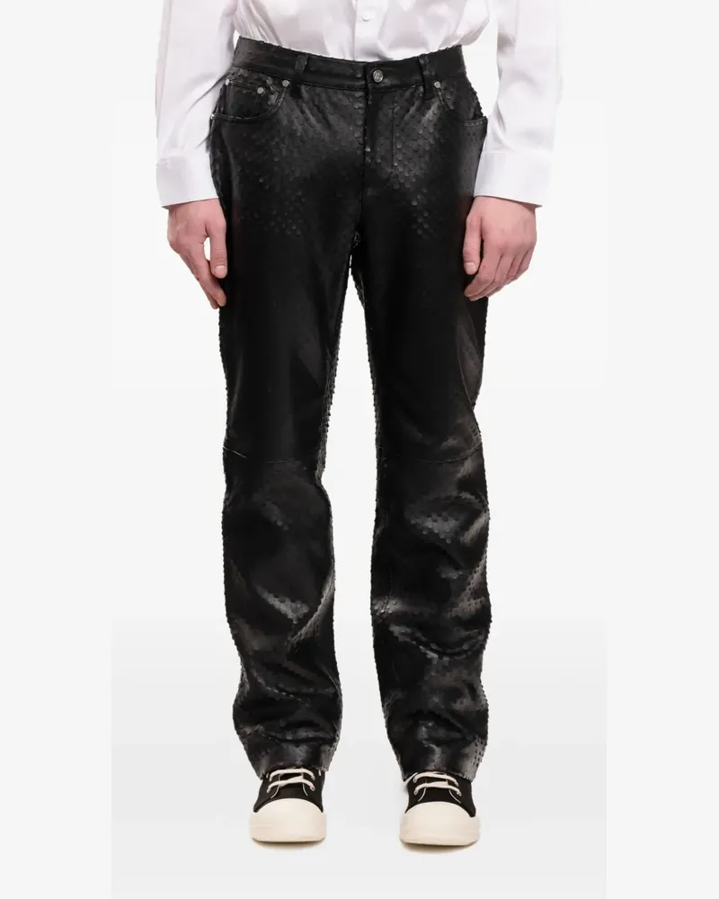 Helmut Lang Worker Hose aus Leder - Schwarz Schwarz